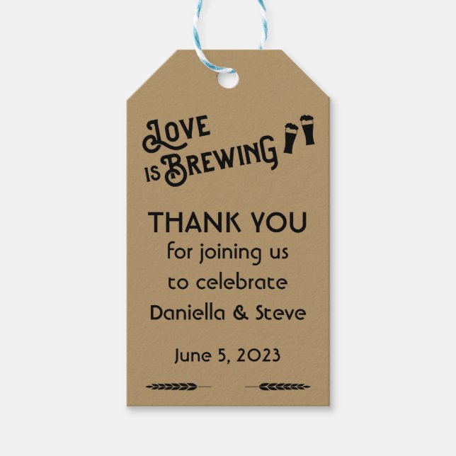 Liebe ist Bierbrauerei Gefallen Brautparty Geschenkanhänger (Vorderseite)