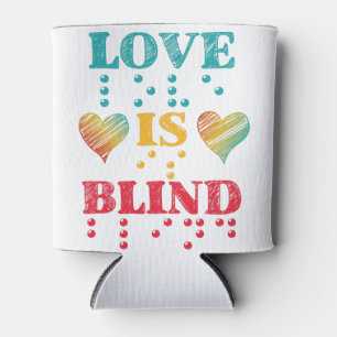 Liebe ist Blind Braille Hearts Dosenkühler