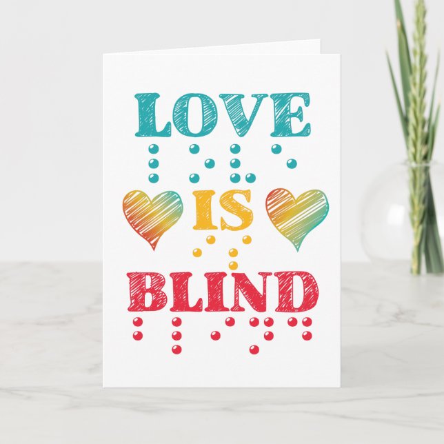 Liebe ist Blind Braille Hearts Karte (Vorderseite)