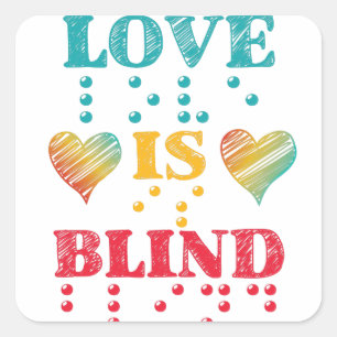 Liebe ist Blind Braille Hearts Quadratischer Aufkleber