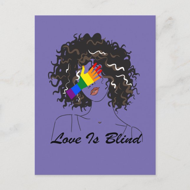 Liebe ist Blind, LGBT-Handgezogenes Hübsches Mädch Postkarte (Vorderseite)