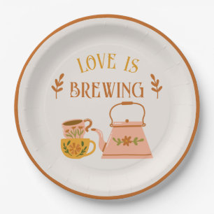 Liebe ist Brauen Bridal Tee Pappteller