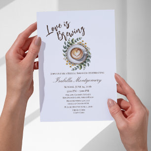 Liebe ist Brauen Espresso Florale Brautparty Einladung