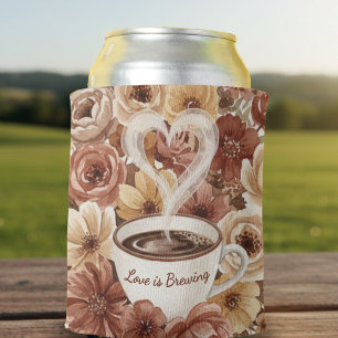 Liebe ist Brauen Florale Kaffee Herz Brautparty Dosenkühler