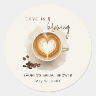 Liebe ist Brauen Kaffee Brautparty In Runder Aufkleber