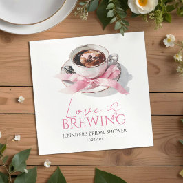 Liebe ist Brauen Kaffee Rosa Schleife Brautparty Serviette