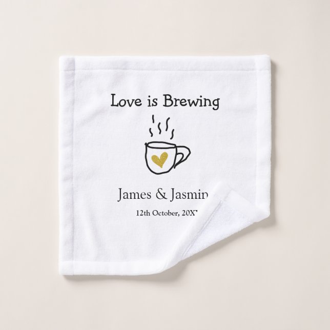 Liebe ist Brauen Kaffee Tasse Gold Herznamen Waschlappen (Waschlappen)