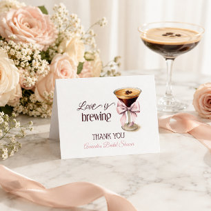 Liebe ist Brauen Pink Bow Coffee Junggesellinnen-A Dankeskarte