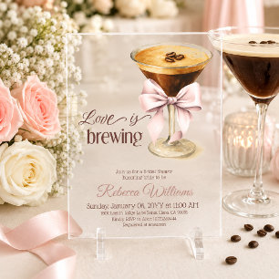 Liebe ist Brauende Bow Espresso Kaffee Brautparty Acryleinladungen