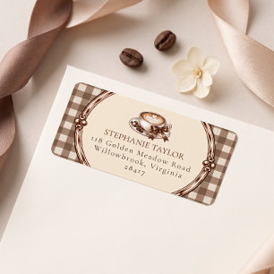 Liebe ist Brauende Kaffee Gingham Brautparty Adressaufkleber