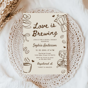 Liebe ist Brauende Kaffee Handgezeichnete Brautpar Einladung