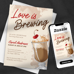 Liebe ist Braut-Shower Kaffee & Sahne Einladung