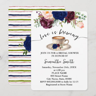 Liebe ist Brewing Blue Brautparty Kaffee Party Einladung