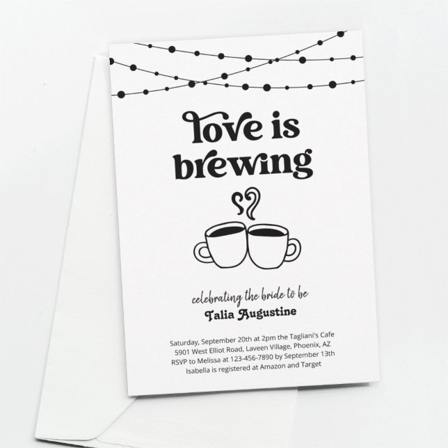 Liebe ist Brewing Coffee Tees Paare / Brautparty Einladung (Von Creator hochgeladen)