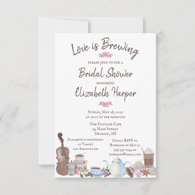 Liebe ist Brewing, Kaffeemaschine Dusche Einladung (Vorderseite)