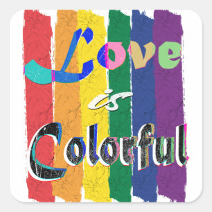 Liebe ist bunt - LGBTQ Stolzmonat Regenbogenflagge Quadratischer Aufkleber