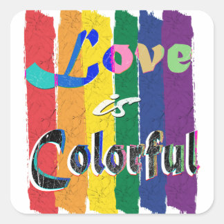 Liebe ist bunt - LGBTQ Stolzmonat Regenbogenflagge Quadratischer Aufkleber