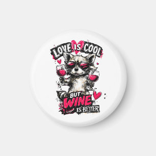 Liebe ist cool, aber Wein ist besser Waschbär Magnet