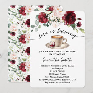 Liebe ist das Brechen Brautparty Kaffee Marsala Einladung