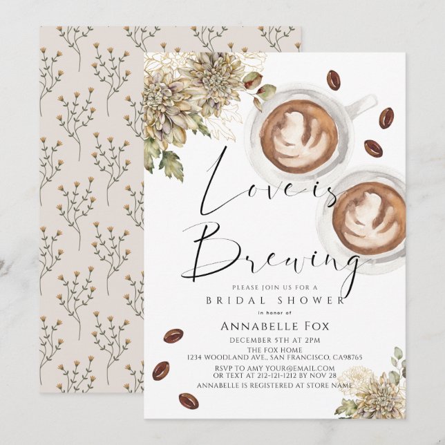 Liebe ist das Brechen Cappuccino Kaffee Brautparty Einladung (Vorne/Hinten)