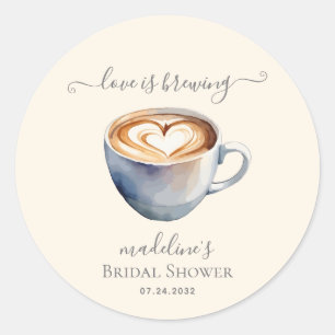 Liebe ist das Brechen von Kaffee Brautparty Runder Aufkleber