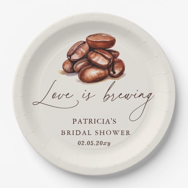 Liebe ist das Brechen von Kaffeebohnen Brautparty Pappteller (Vorderseite)