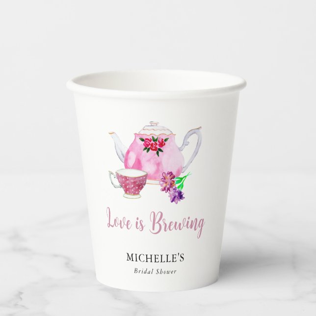 Liebe ist das Brewing Brautparty Tee Party Pappbecher (Vorderseite)