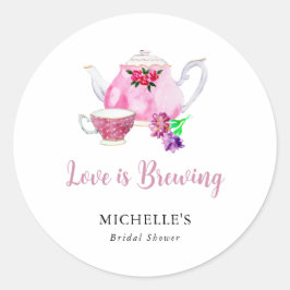 Liebe ist das Brewing Brautparty Tee Party Runder Aufkleber