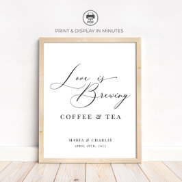 Liebe ist das Brewing Modern Black Wedding Coffee  Poster