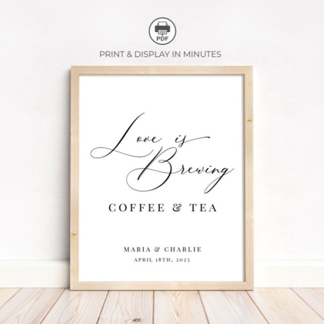 Liebe ist das Brewing Modern Black Wedding Coffee  Poster (Von Creator hochgeladen)