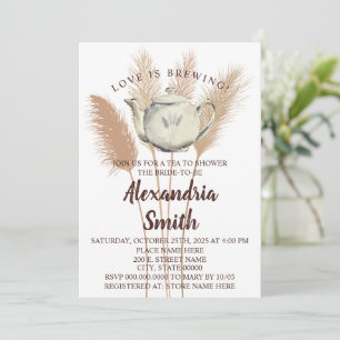 Liebe ist das Brewing Tee Brautparty Pampas Grass Einladung