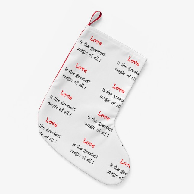 Liebe ist der beste Zauberweihnachtssommer-Strumpf Kleiner Weihnachtsstrumpf (Vorderansicht (hängend))