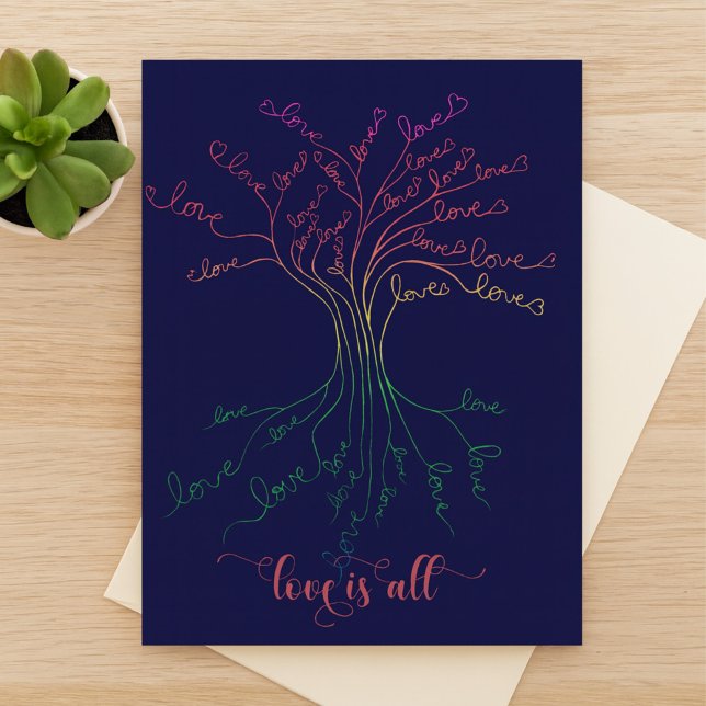 Liebe ist der ganze Baum des Navy-Regenbogen-Valen Postkarte (Von Creator hochgeladen)