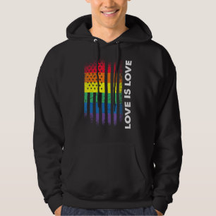 Liebe ist die amerikanische Flagge Regenbogen Gay Hoodie