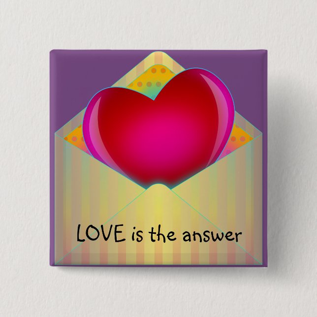 "LIEBE ist die Antwort" niedlicher Button (Vorderseite)