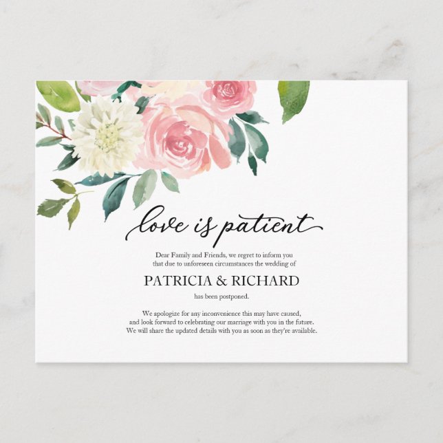 Liebe ist die Aufschiebung der Hochzeit von Patien Postkarte (Vorderseite)
