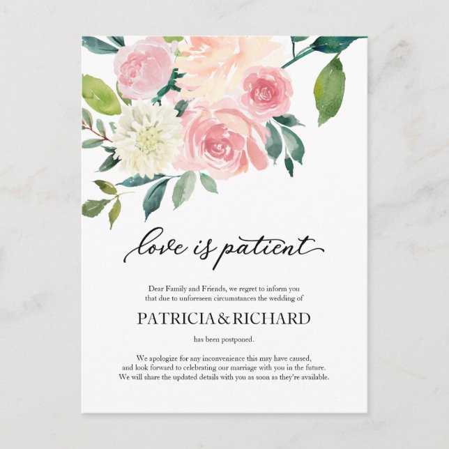Liebe ist die Aufschiebung der Hochzeit von Patien Postkarte (Vorderseite)