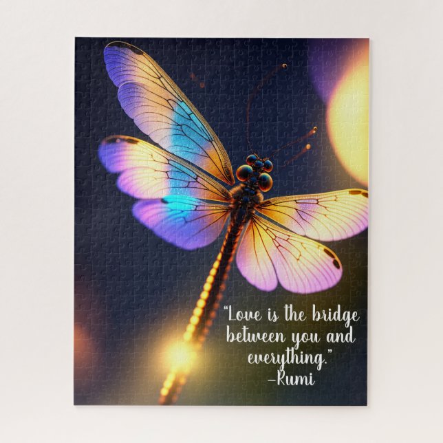 Liebe ist die Brücke Rumi Zitat Dragonfly (Vertikal)
