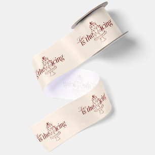 Liebe ist die Glasur Hochzeit Beige und Rotes Si Satinband