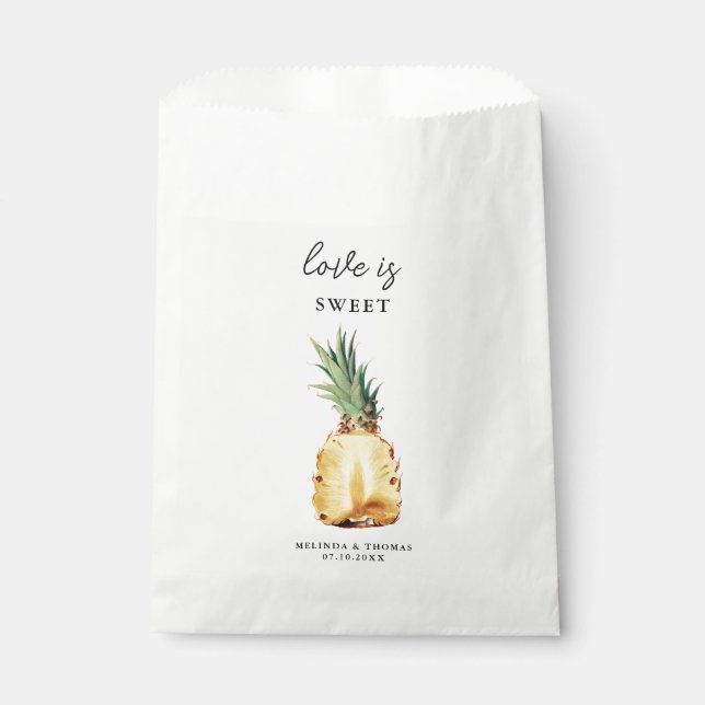 Liebe ist die süße Tropische Ananas Hochzeit Geschenktütchen (Vorderseite)