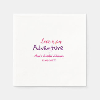 LIEBE IST EIN ABENTEUER ROSA LILA HOCHZEITSPAAR PL SERVIETTE