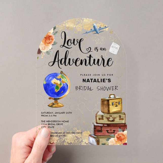 Liebe ist ein Adventure-Brautparty Acryleinladungen (Insitu (Handheld))