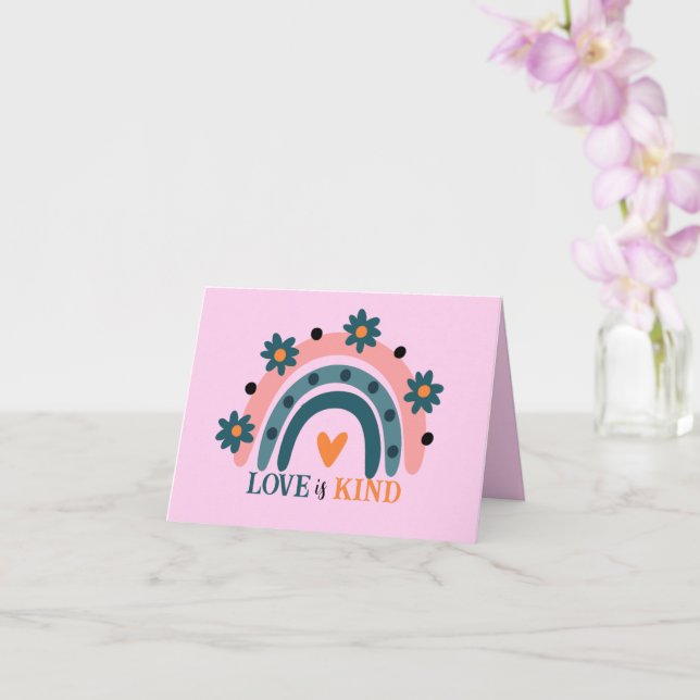 LIEBE IST EIN FARBPINK BOHO RAINBOW VALENTINE KARTE (Orchidee)