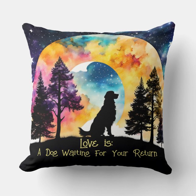 Liebe ist ein Hund Aquarell Golden Retriever Kissen (Vorderseite)
