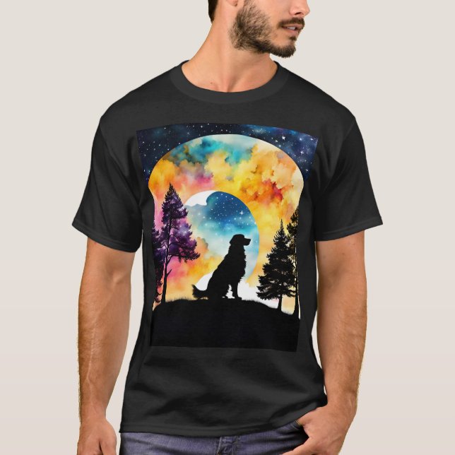 Liebe ist ein Hund, der für Sie Aquarell gewartet  T-Shirt (Vorderseite)
