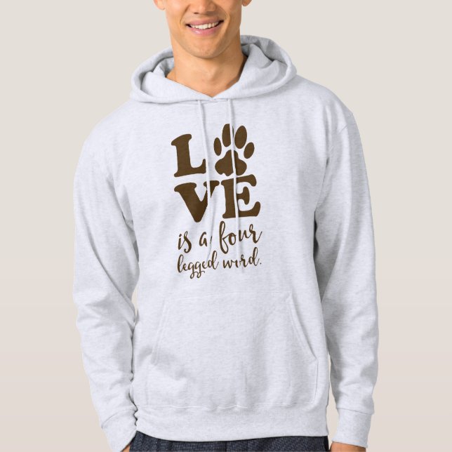Liebe ist ein mit Beinen versehener Tier-Liebhaber Hoodie (Vorderseite)