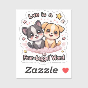 Liebe ist ein Niedlicher Welpen-Decal-Vinyl mit vi Aufkleber