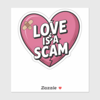 Liebe ist ein Schwindel Anti-Valentins-Herz Aufkleber