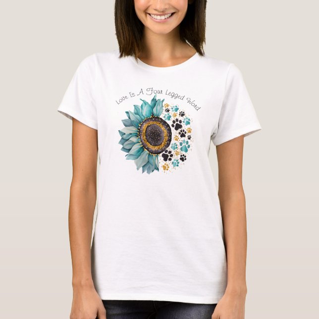 Liebe ist ein vierbeiniges Wort, Hund Lover, Hunde T-Shirt (Vorderseite)