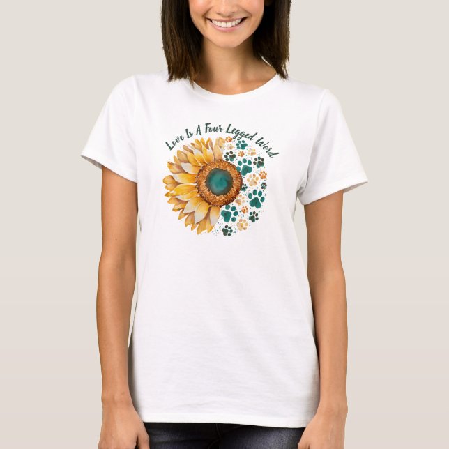 Liebe ist ein vierbeiniges Wort, Hund Lover, Hunde T-Shirt (Vorderseite)